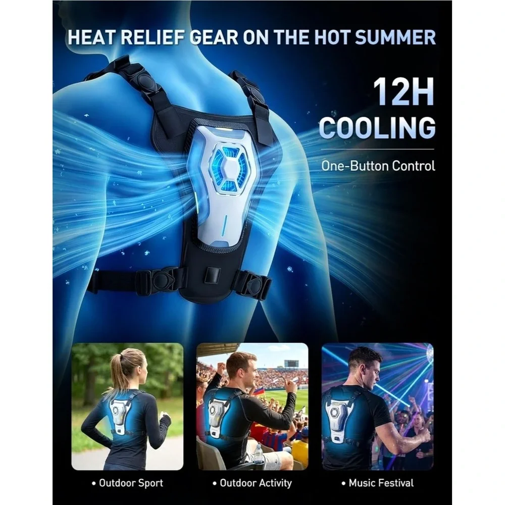 Portable Cooling Vest with 30000Mah Battery, Wearable Cooler with Chest Pack, Li